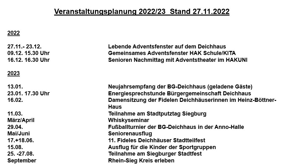 Terminplan 2022
