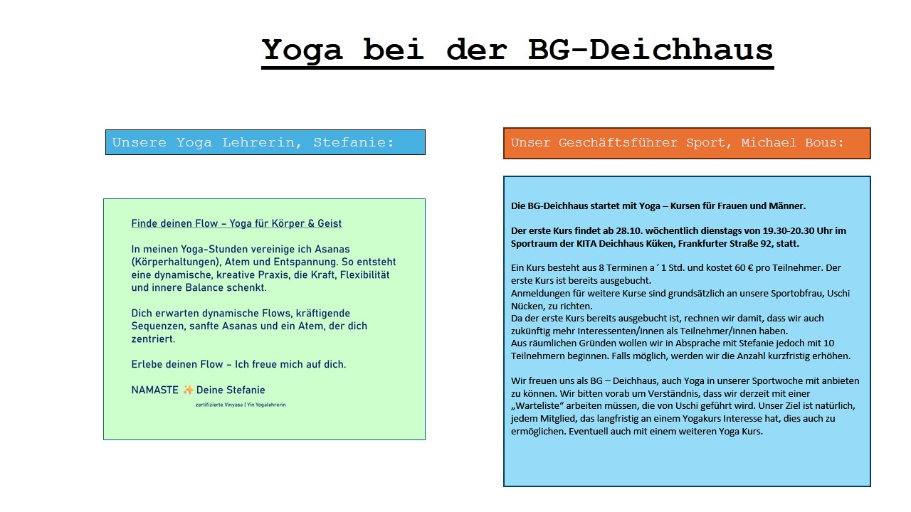 BG-Deichhaus Flyer Yoga