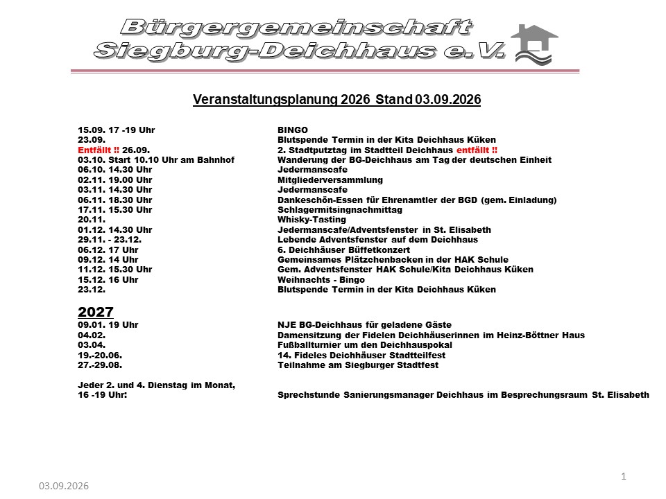 Veranstaltungsplan BGD