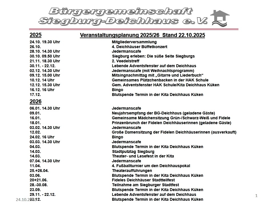 Veranstaltungsplan 2025